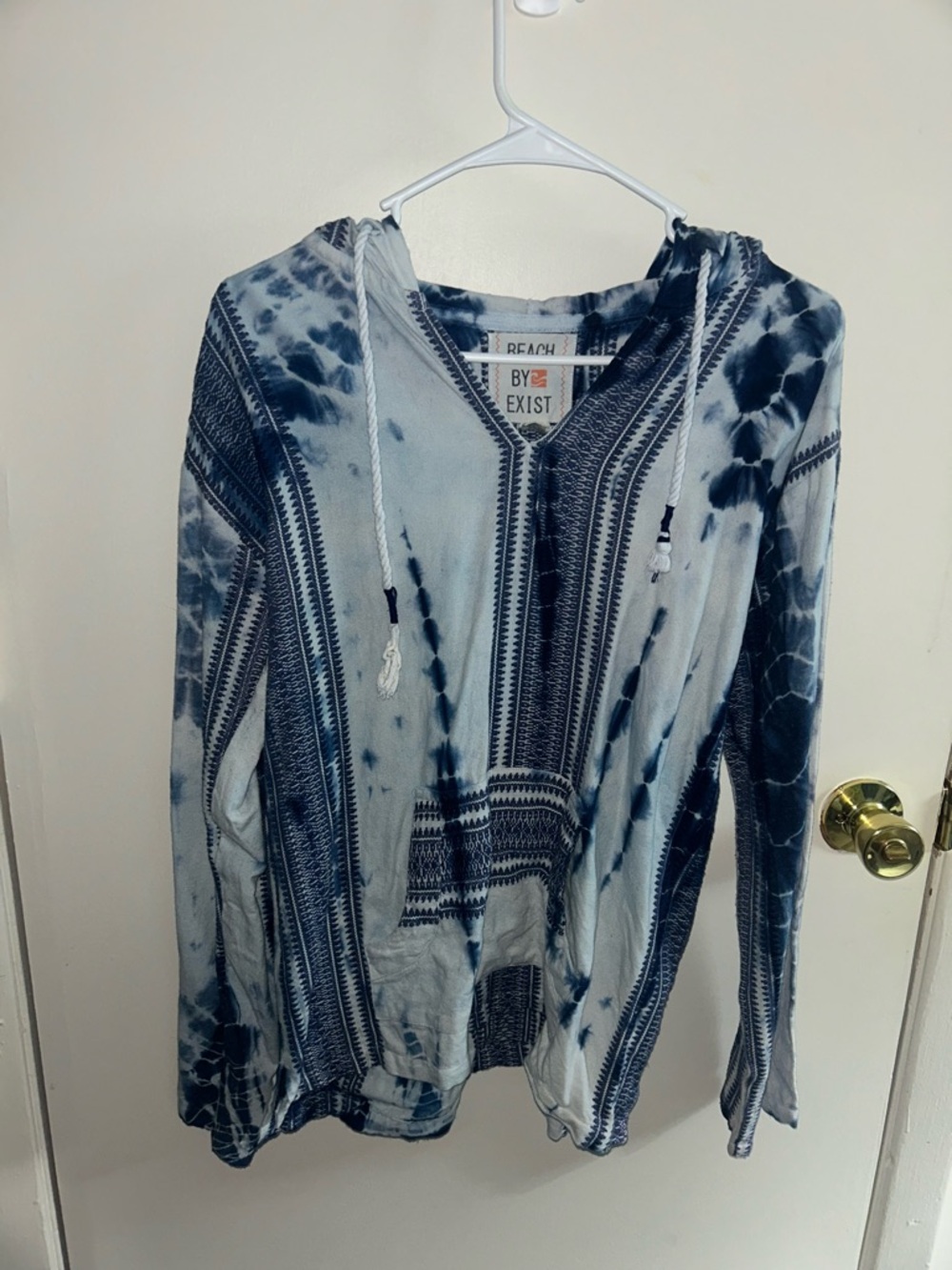 Beach by Exist - Patterned Blue Dyed Pullover - M/Medium